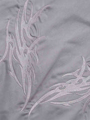 Embroidered Quilted Hooded Windbreaker Jacket
