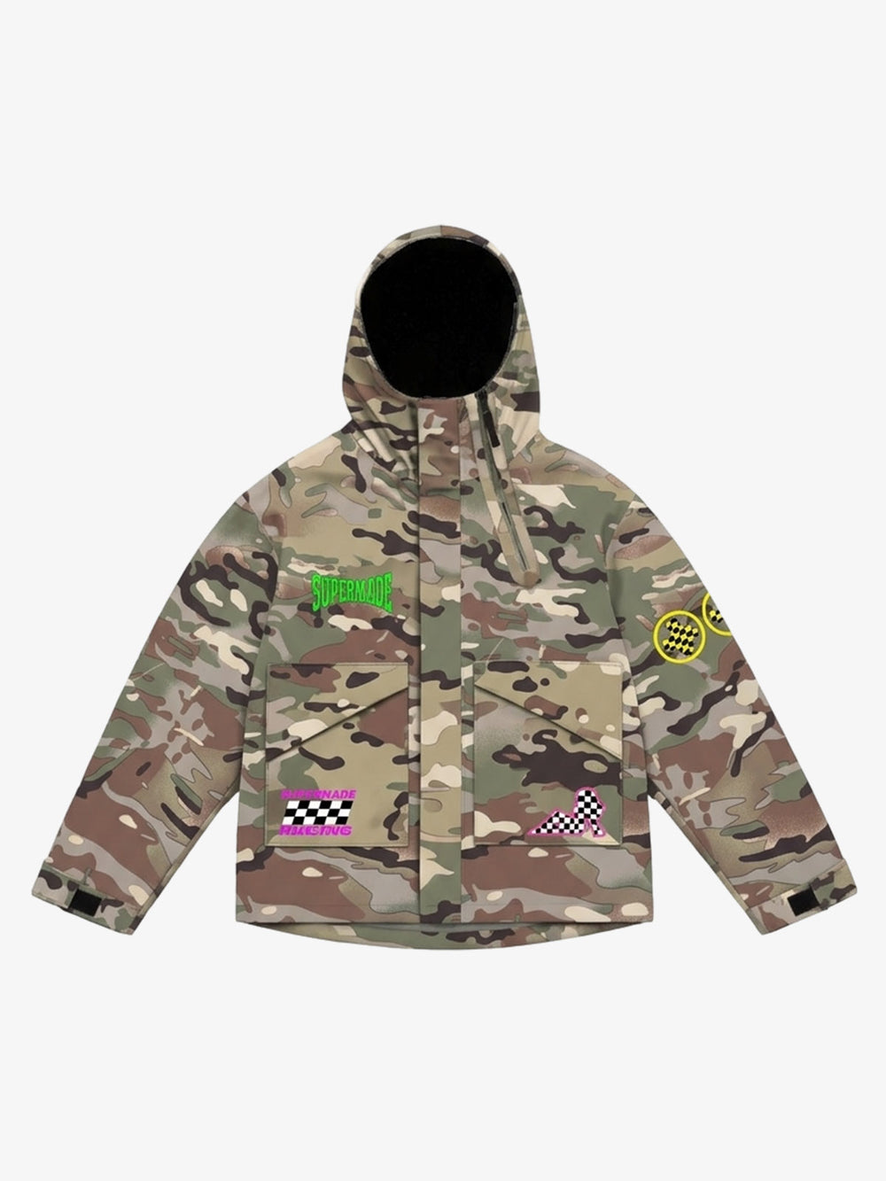 Set aus Kapuzenjacke und Cargohose mit Camouflage-Grafikpatches