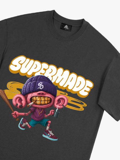 Thesupermade Cartoon Graffiti Baseball Cool Boy T-shirt 