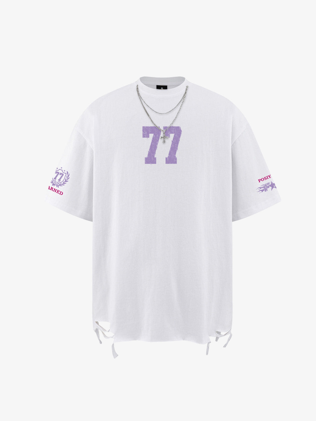 Detachable Chain Necklace Casual T-Shirt 