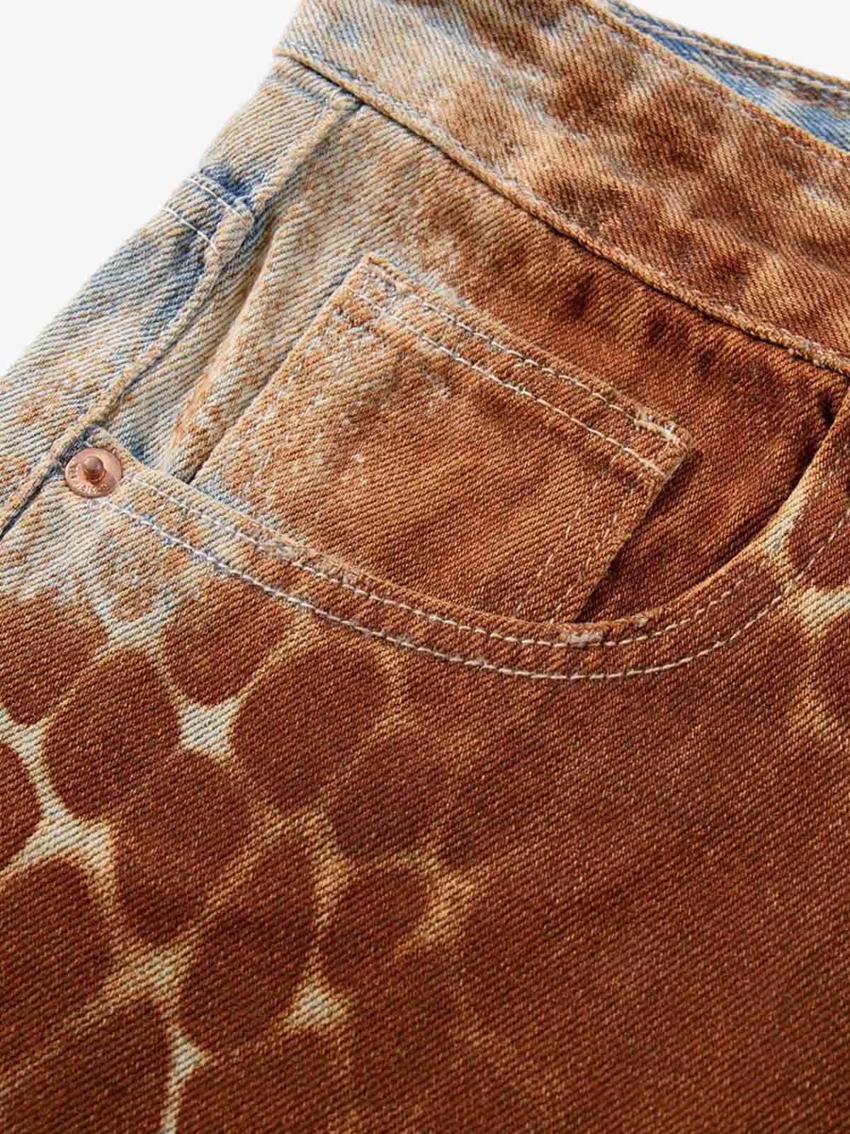 Croc Texture Washed Wide Leg Jeans 