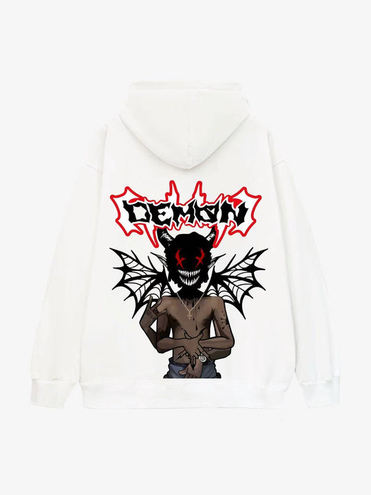 Demon Graphic Design White Hoodie 