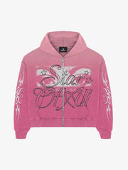 American Retro 3D Printed Zip-Up Sweatshirt