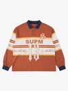 Supermade Color-Blocked Polo Collar Embroidered Print Long-Sleeved Jersey 