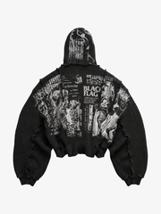 Grunge Dark-Aesthetic Ripped Pullover Sweater