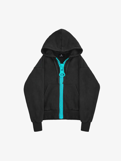 Chunky Zip Boxy Fit Zip-Up Hoodie