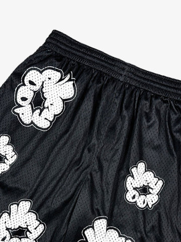 Abstract Letter Graphic Athletic Shorts 