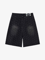 Pantaloncini di jeans ricamati con perle