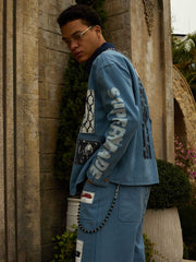 Supermade Multi-Element Appliqué Patchwork Denim Suit 
