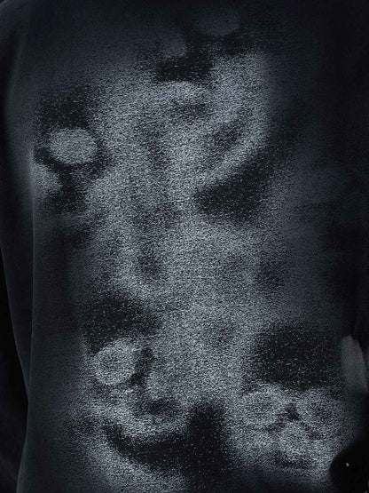 Rhinestone Letter Airbrush Graphic Pullover Hoodie 