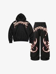 Skeleton Terry Embroidered Zip Hoodie & Wide-Leg Sweatpants Set