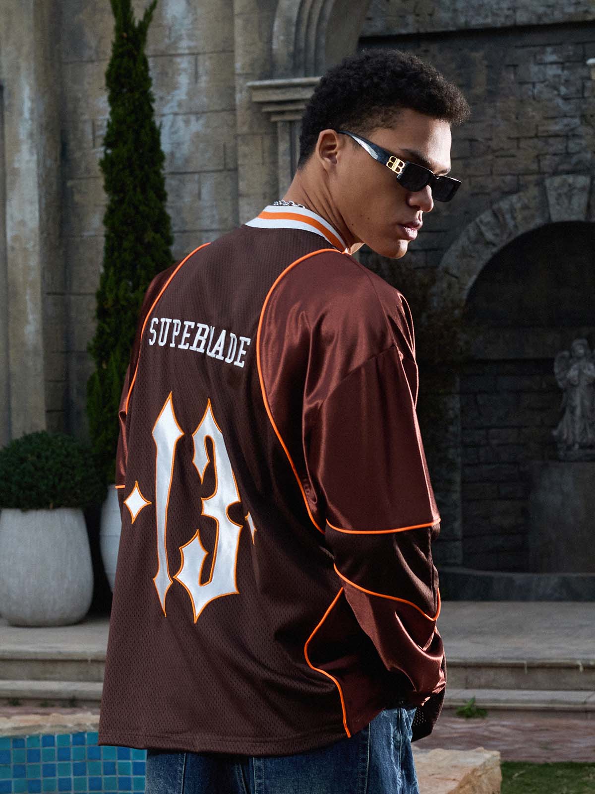 Supermade American Gothic Font Satin Mesh Jersey 