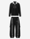 Scorpion Appliqué Color Block Striped Tracksuit