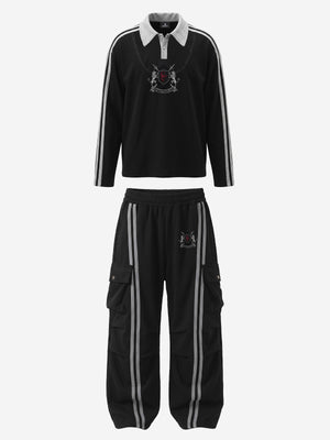 Scorpion Appliqué Color Block Striped Tracksuit