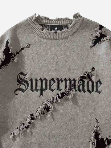 Frayed Logo Knit Sweater