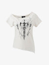 Off Shoulder Cross Graphic Slim Fit T-Shirt 