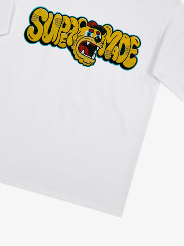 Street Graffiti Trendy Tiger Head Font T-Shirt 