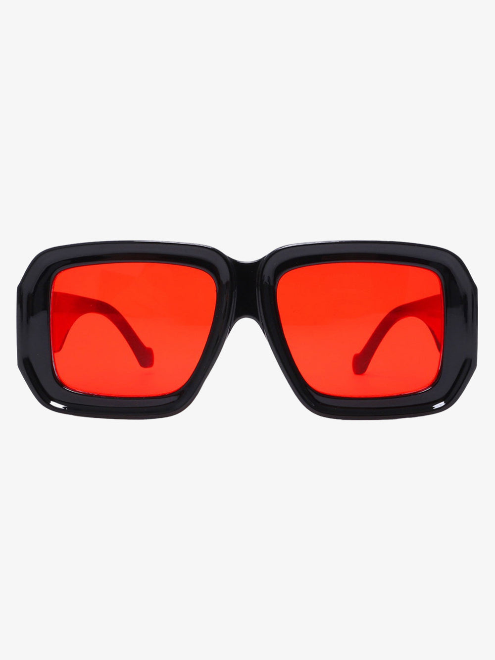 Retro Square Frame Wide Temple Sunglasses 