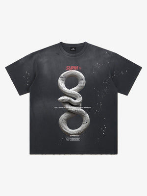 Snake and Sword Graphic T-Shirt with Bold Statement Design 
