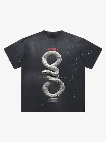Snake and Sword Graphic T-Shirt with Bold Statement Design 