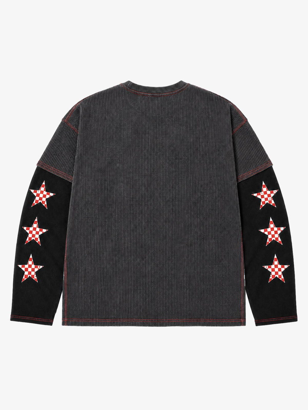 Racing Star Graphic Paneled Waffle Long Sleeve Tee