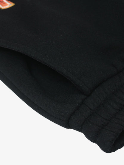 Retro Contrast Letter Star Print Fleece-Lined Sweatpants 