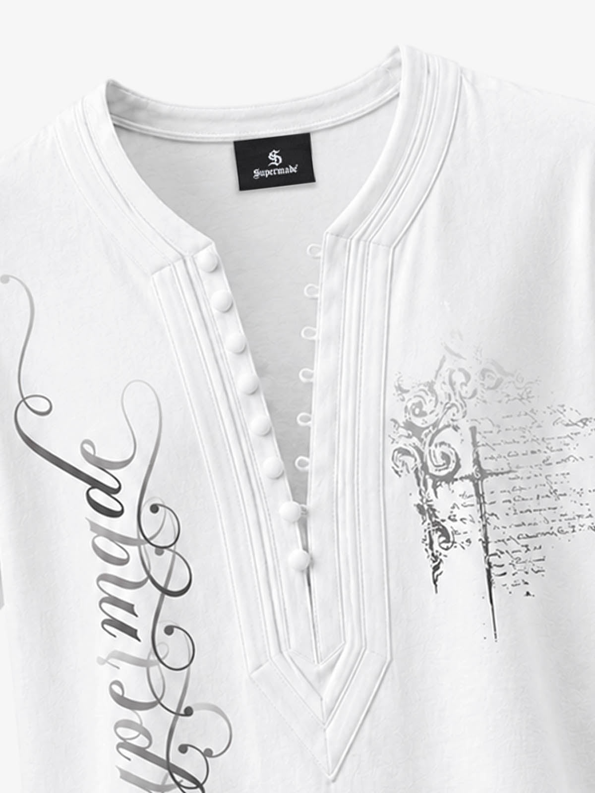 Irregular V-Neck Graphic T-Shirt