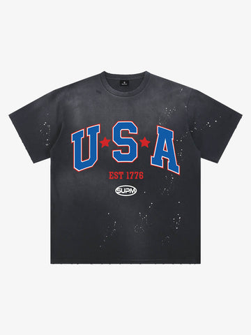 USA Graphic Splatter Washed T-Shirt 