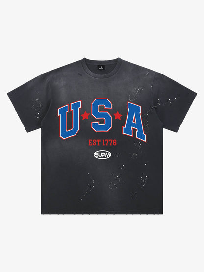 USA Graphic Splatter Washed T-Shirt 