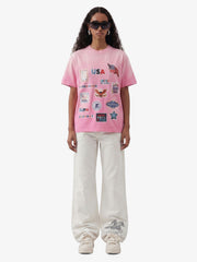 Washed Vintage Sticker Print T-Shirt 