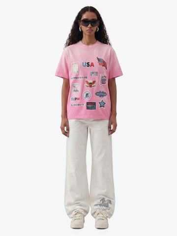 Washed Vintage Sticker Print T-Shirt 