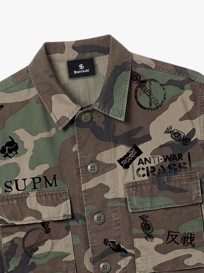 Anti-War Graphic Camo Jacket