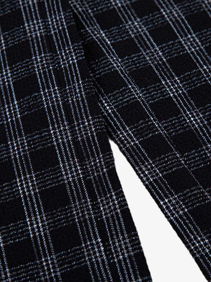 Pleated Plaid Drawstring Pants