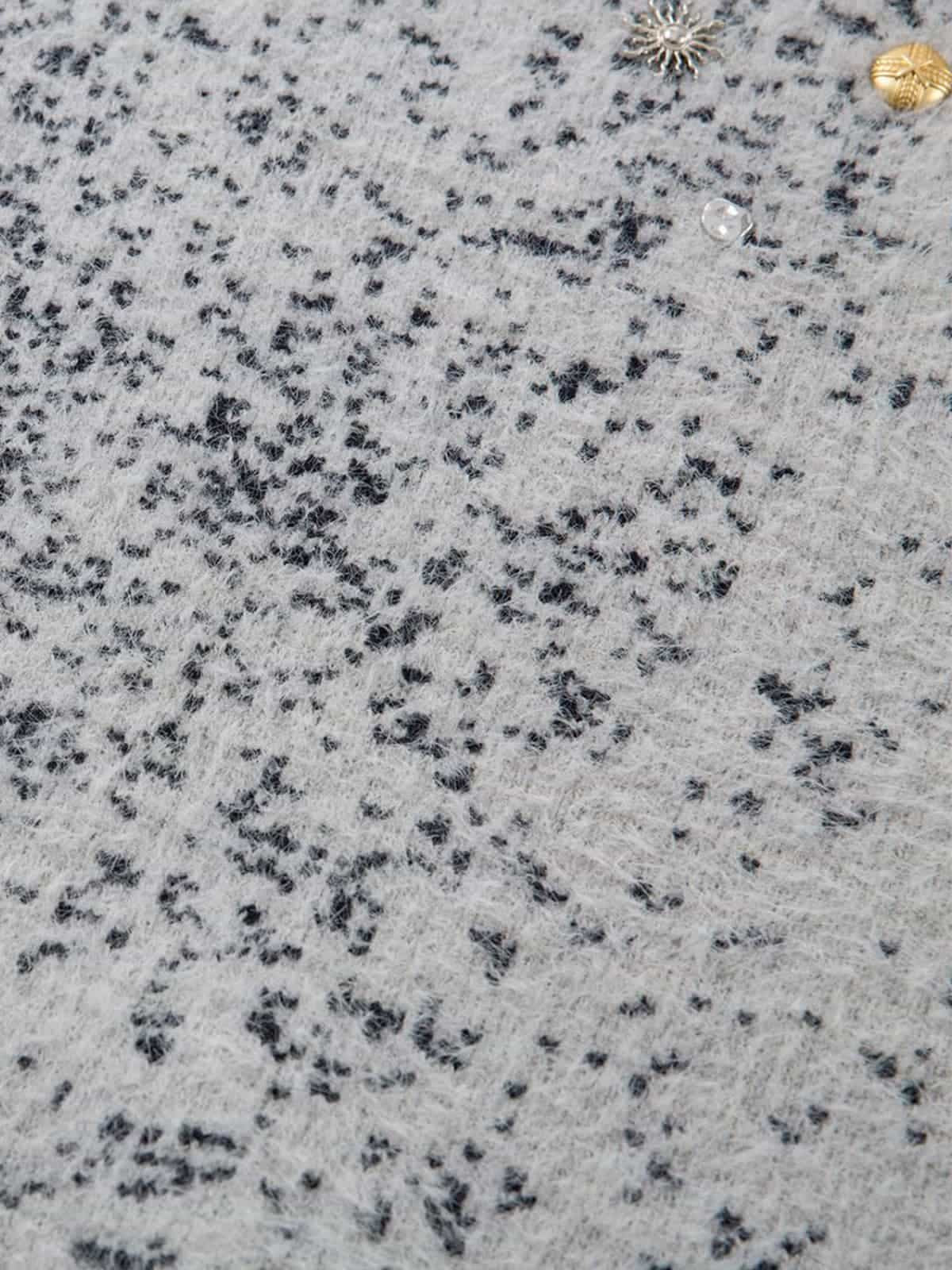 Stylish Speckled Knit Sweater with Embellished Buttons 