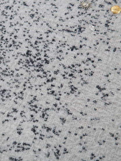 Stylish Speckled Knit Sweater with Embellished Buttons 