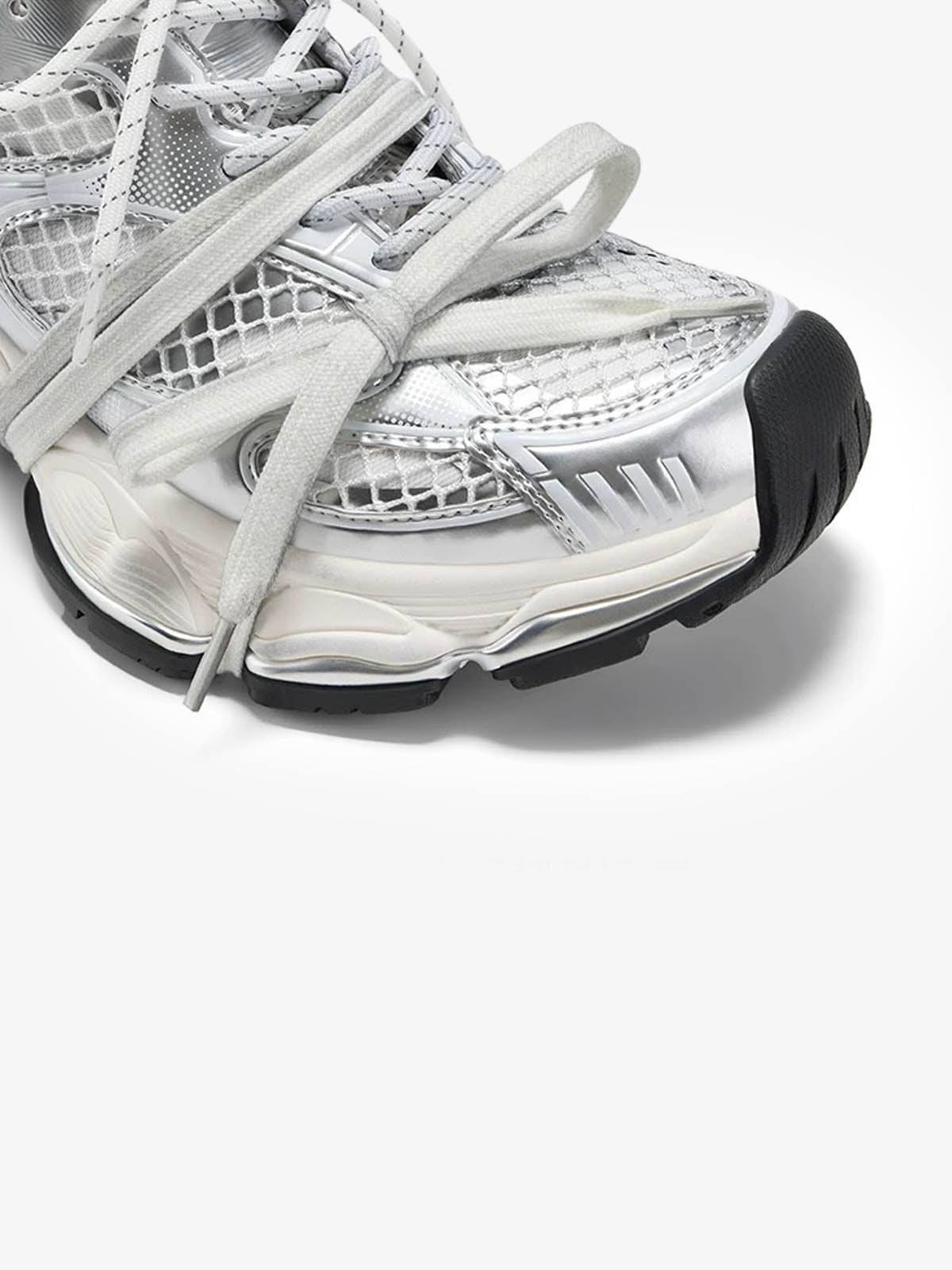 Metallic Mesh Chunky Spring-Loaded Sneakers