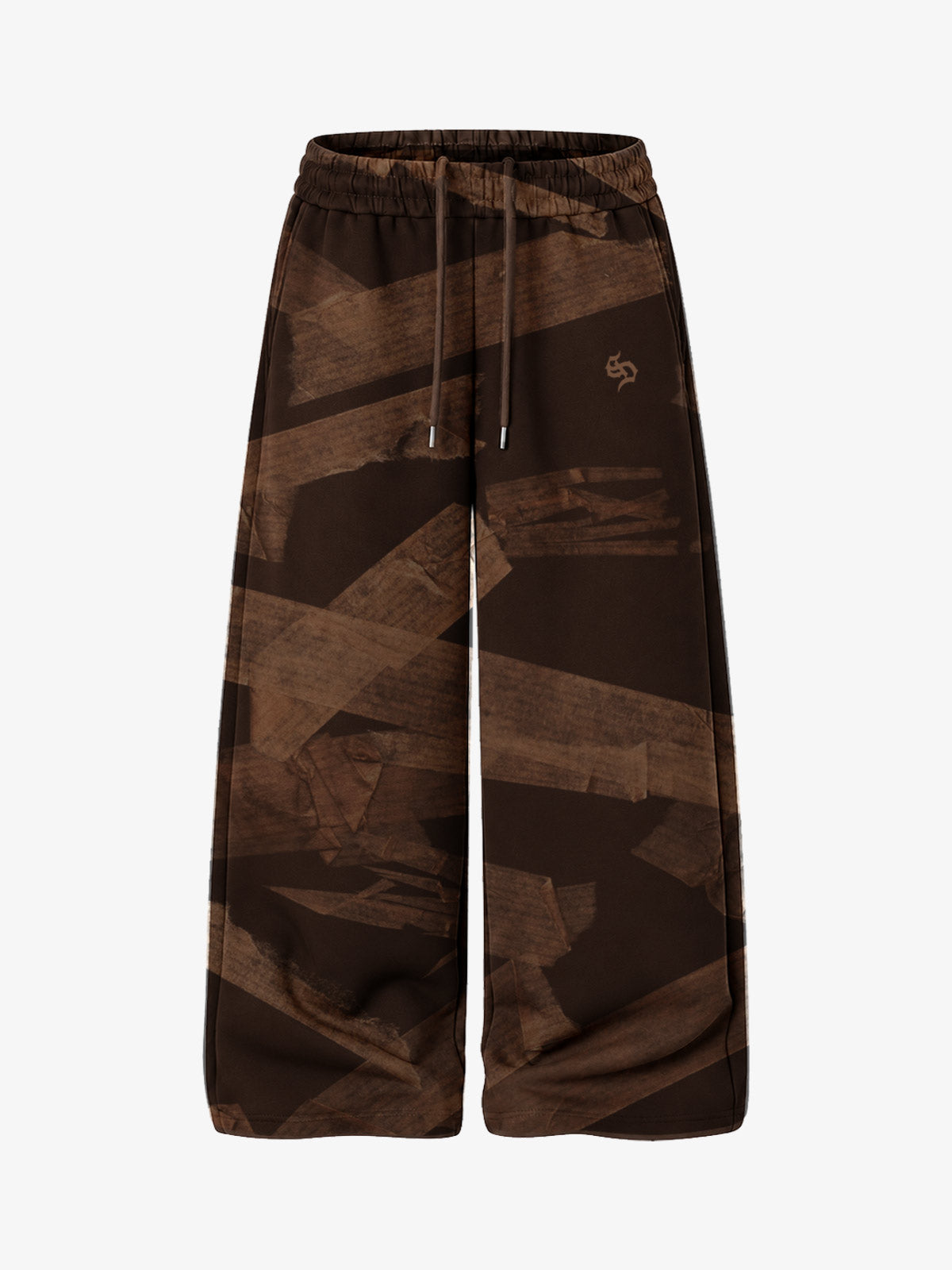 Vintage Distressed Sticker Print Wide-Leg Sweatpants