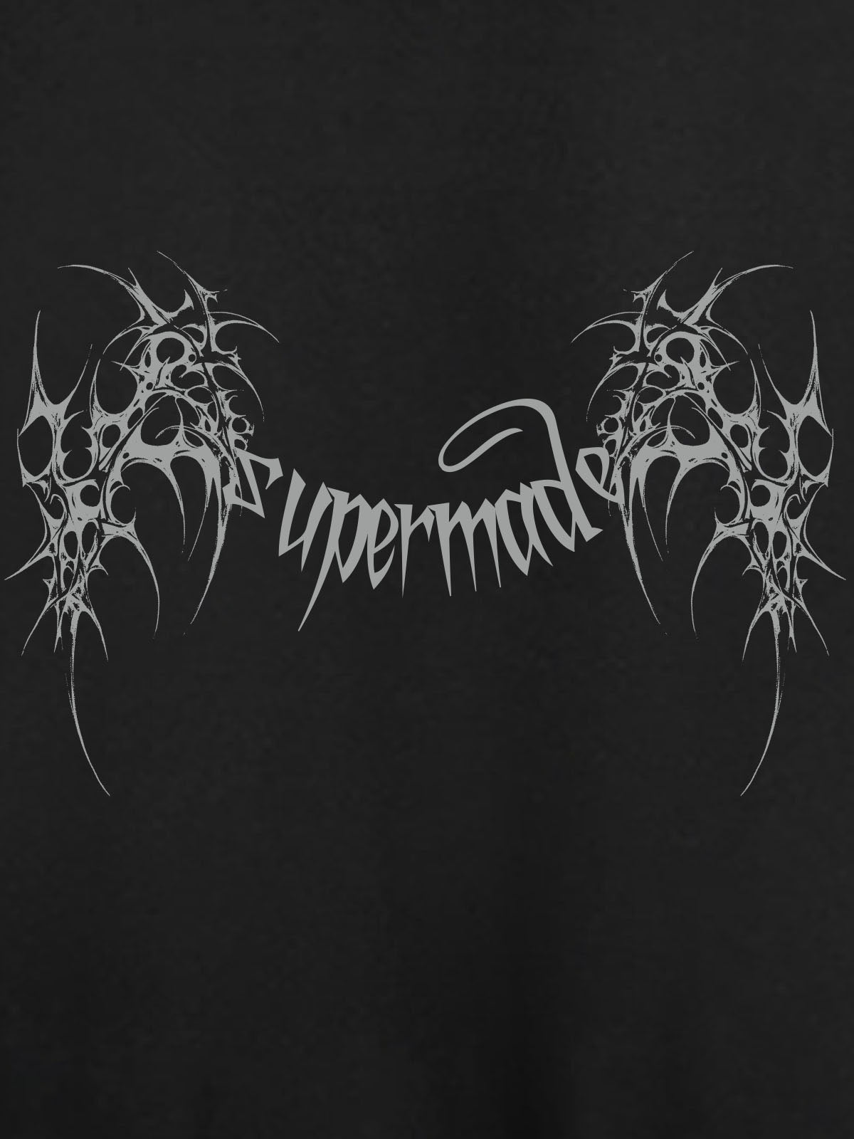 THE SUPERMADE Futuristic spiked pattern gothic style logo font design  Graphic Print Hoodie with Front Pocket 