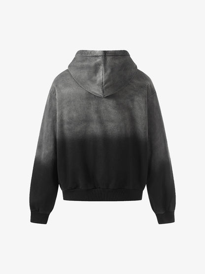 Distressed "23" Patch Zip Up Hoodie 