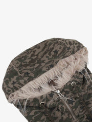 Street Style Fur Collar Camouflage Hooded Coat