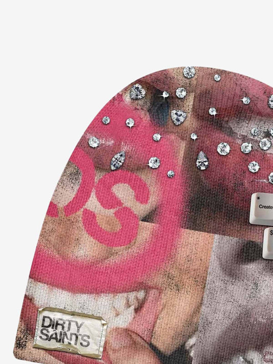 Patchwork Graphic Knit Beanie