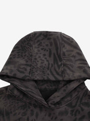 Distressed Leopard Letter Embroidered Hoodie