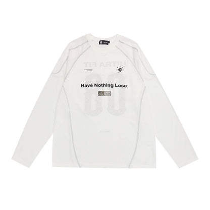Leopard-Panel Slogan Quick-Dry Long Sleeve Tee