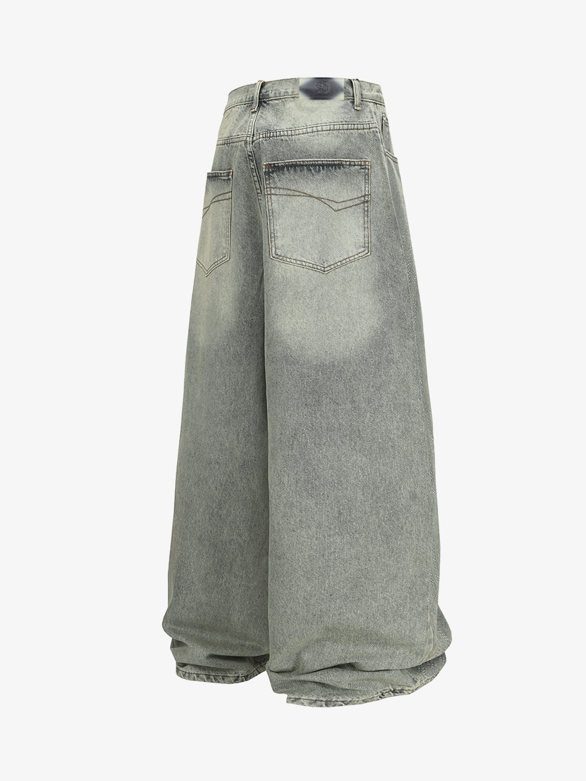 Wide-Leg Denim Trousers with Stylish Embellishments 