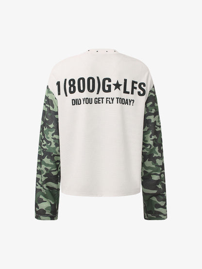 Camo Sleeve Sports Graphic Long-Sleeve Tee for Active Lifestyle 