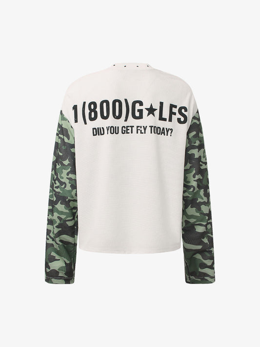 Camo Sleeve Sports Graphic Long-Sleeve Tee for Active Lifestyle 