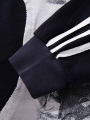 Portrait Graphic Contrast-Stripe Long Sleeve Tee