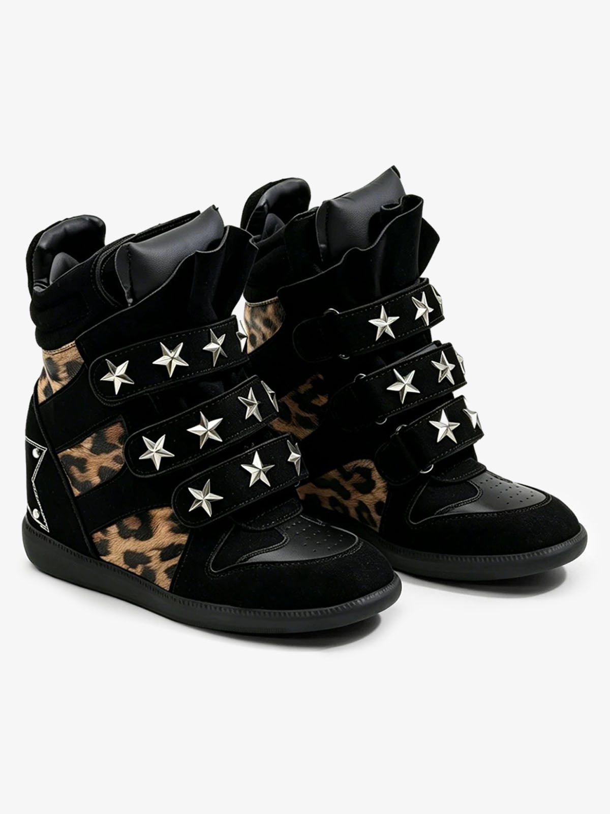Leopard Star Studded Sneakers