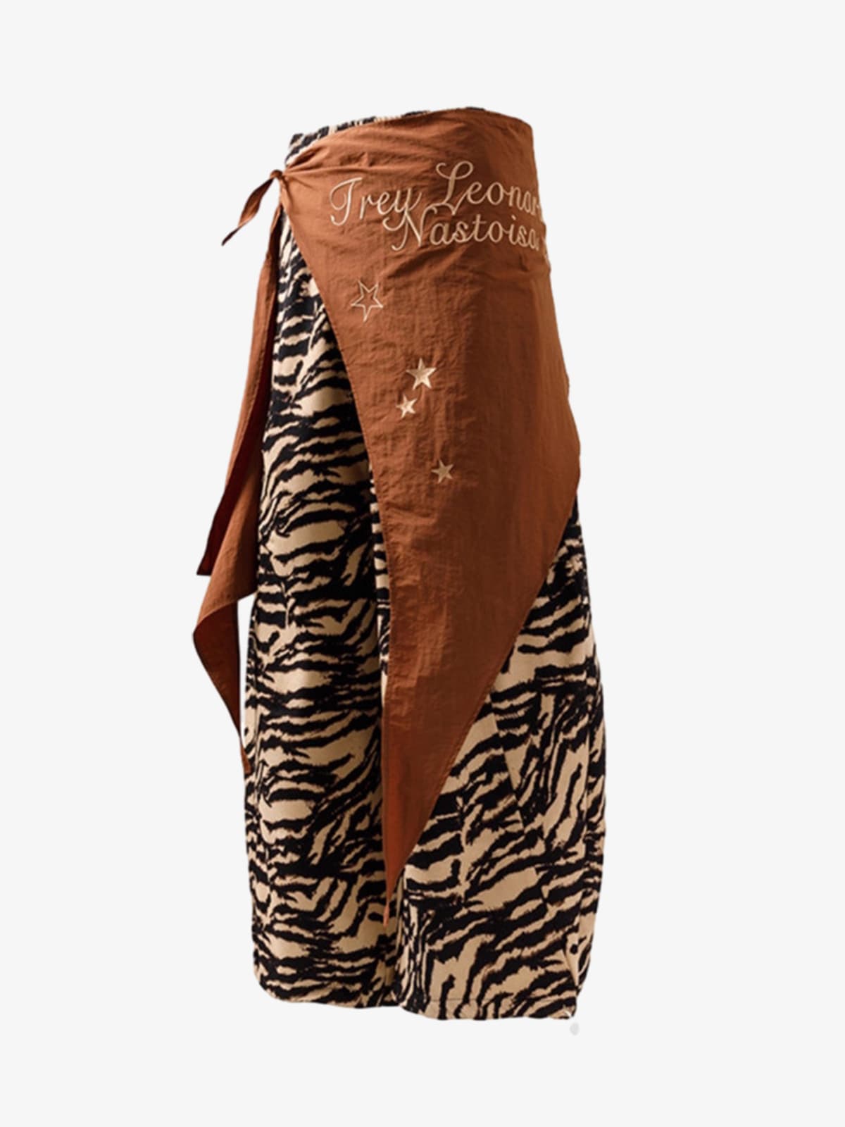 Retro Zebra Print Asymmetric Draped Patchwork Barrel Pants 