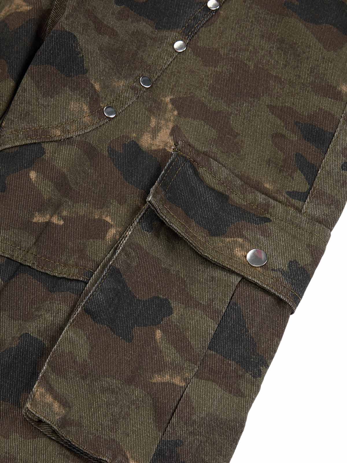 Thesupermade Camouflage Pleated Rivet Pants